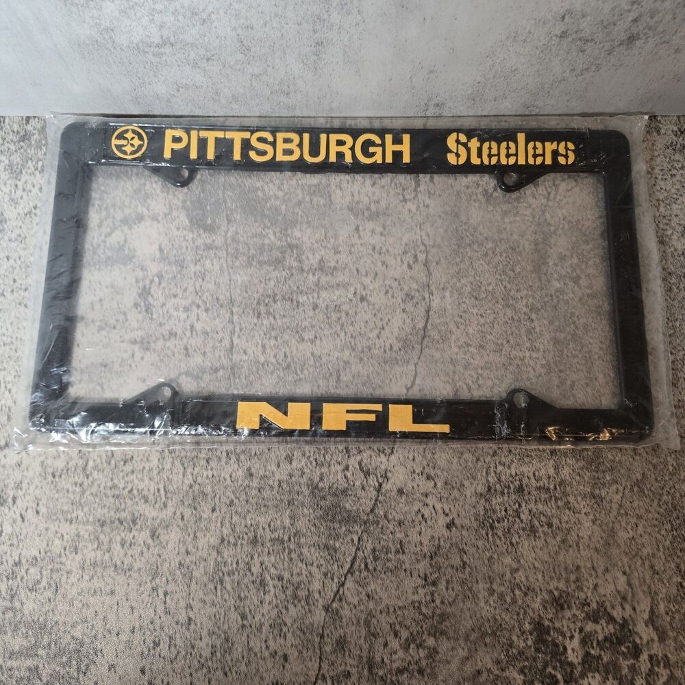 Pittsburgh Steelers Authentic Metal BLACK License Plate Frame Auto Truck Car NWT
